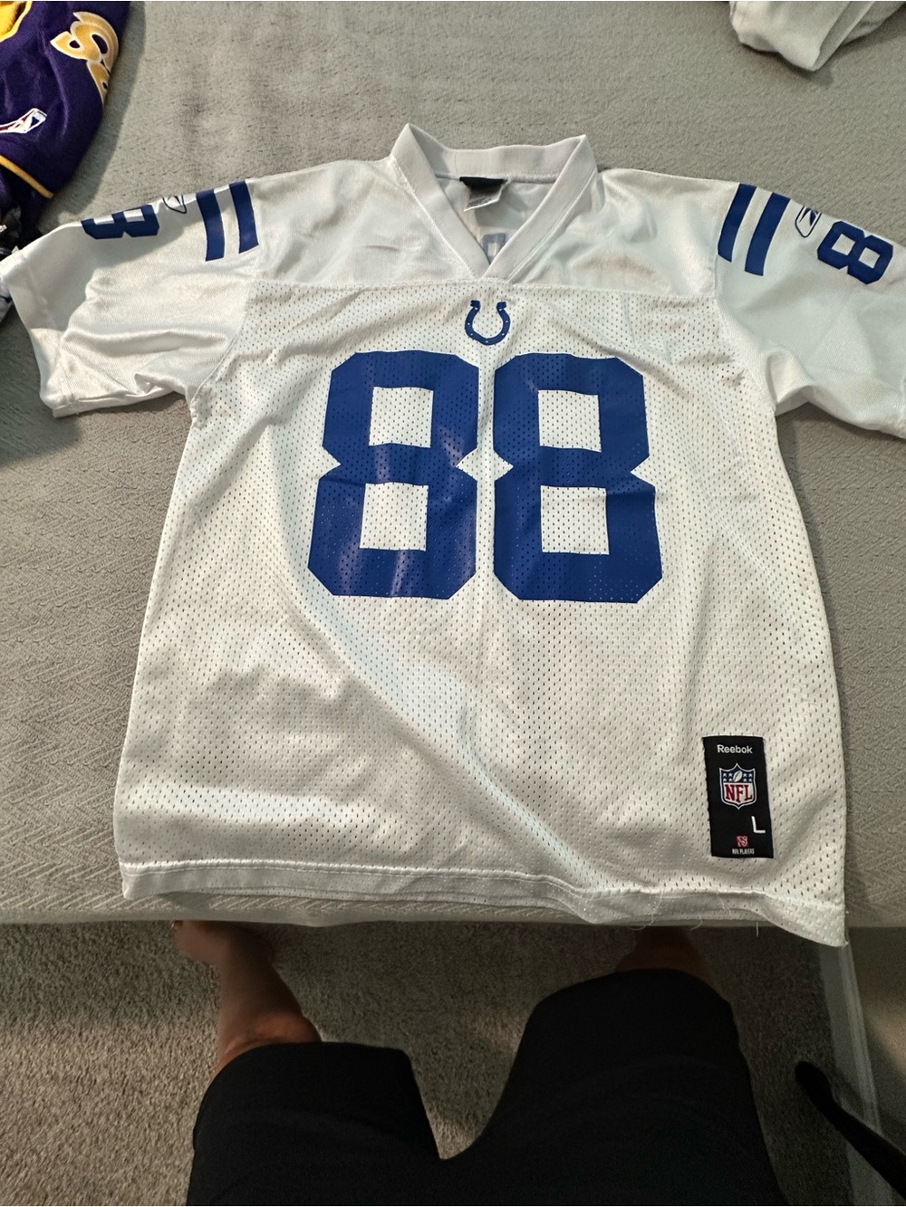 Marvin Harrison Indianapolis Colts #88 White & Royal Blue Reebok NFL Jersey LG